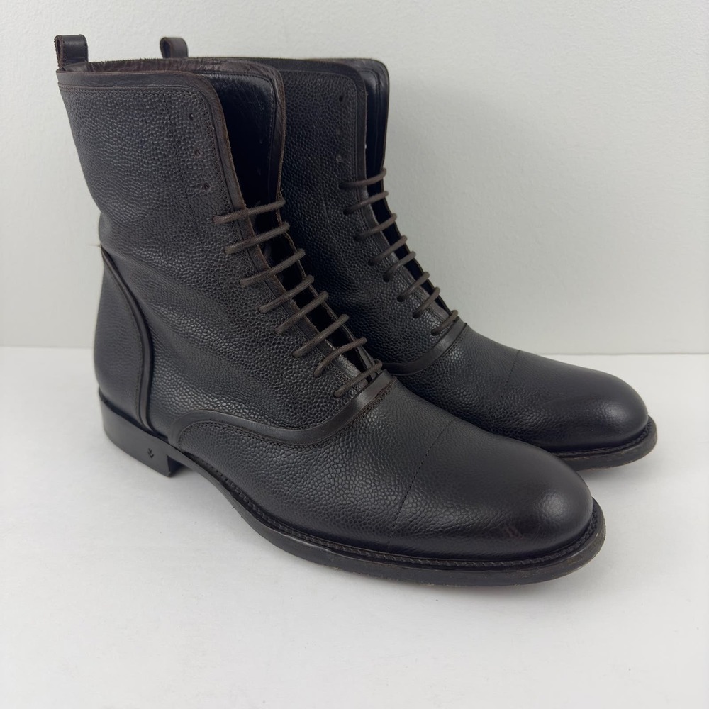 John Varvatos Black Leather Lace-Up Boots